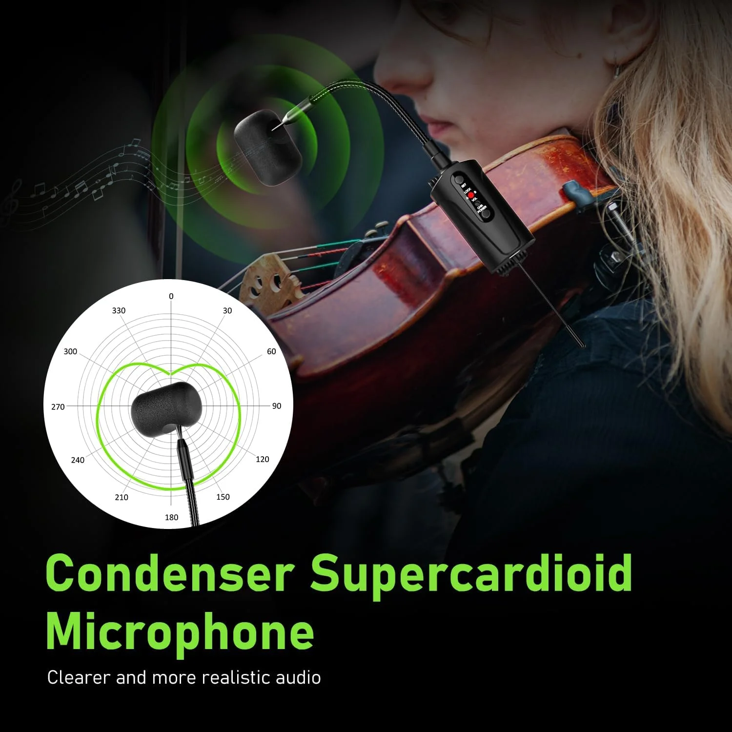 میکروفون بیسیم ویولن دوگانه UHF با گیره نصب و گردن غازی، 1 گیرنده و 2 سیستم فرستنده برای اجرای ساز ویولن روی صحنه، Q2/VT-5 میکروفون بیسیم ویولن دوگانه UHF با گیره نصب و گردن غازی، 1 گیرنده و 2 سیستم فرستنده برای اجرای ساز ویولن روی صحنه، Q2/VT-5