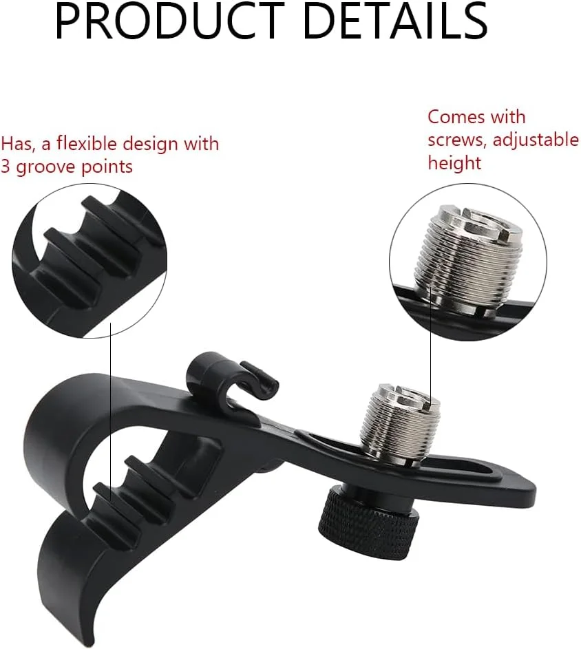 4 عدد گیره نگهدارنده میکروفون قابل تنظیم، گیره محکم کننده میکروفون ضد ضربه درام، برای نصب مطمئن و پایدار میکروفون، لوازم جانبی آلات موسیقی 4 عدد گیره نگهدارنده میکروفون قابل تنظیم، گیره محکم کننده میکروفون ضد ضربه درام، برای نصب مطمئن و پایدار میکروفون، لوازم جانبی آلات موسیقی