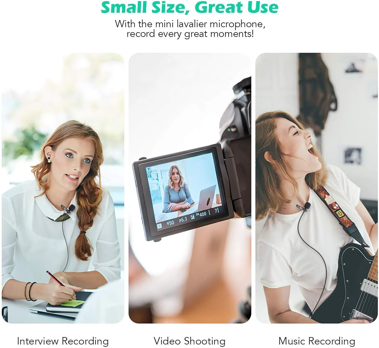 میکروفون یقه‌ای AGPTEK، میکروفون کندانسور اومنی‌دایرکشنال گیره‌ای با خز بادگیر، جک 3.5 میلی‌متری Type C برای تلفن، کامپیوتر، لپ‌تاپ، دوربین DSLR، ضبط صدا، مصاحبه، پادکست، دیکته صوتی