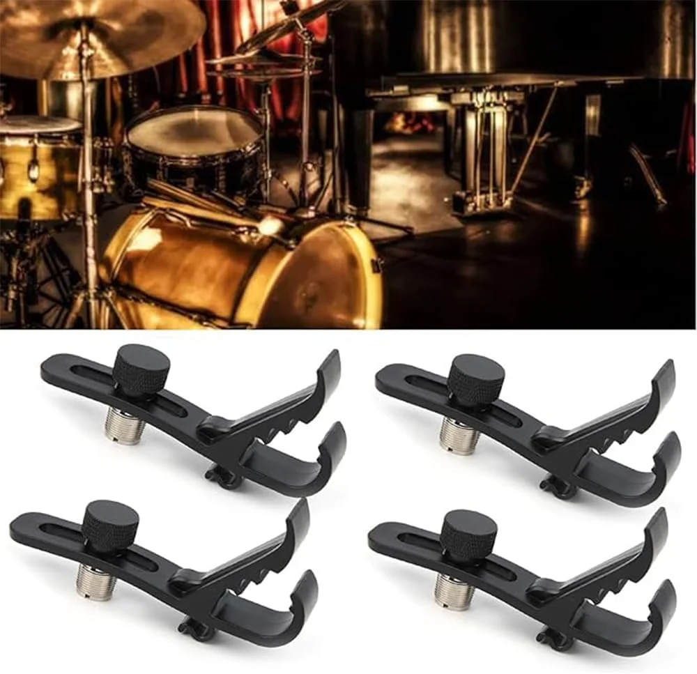 4 عدد گیره نگهدارنده میکروفون قابل تنظیم، گیره محکم کننده میکروفون ضد ضربه درام، برای نصب مطمئن و پایدار میکروفون، لوازم جانبی آلات موسیقی 4 عدد گیره نگهدارنده میکروفون قابل تنظیم، گیره محکم کننده میکروفون ضد ضربه درام، برای نصب مطمئن و پایدار میکروفون، لوازم جانبی آلات موسیقی