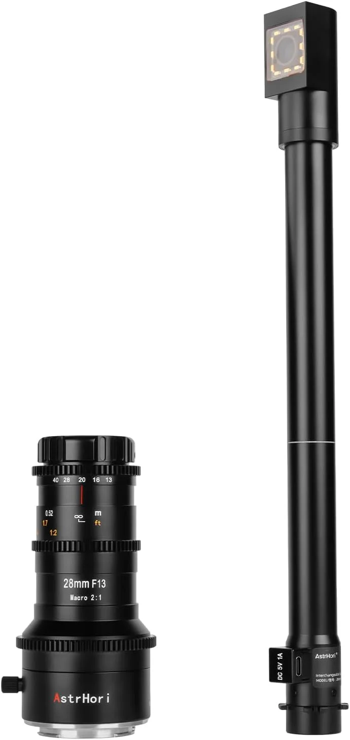 لنز پریسکوپ ارتقا یافته AstrHori 28mm F13 با پایه چرخان 360 درجه و بزرگنمایی 2X برای دوربین های بدون آینه سری Canon RF Mount مدل های EOS RP, EOS R5, EOS R6, EOS R3, EOS R و غیره