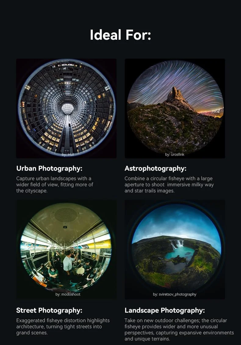 لنز فیش آی دایره ای 6 میلی متری AstrHori F2.8 با زاویه دید فوق العاده باز و دیافراگم بزرگ برای عکاسی نجومی و منظره (E)