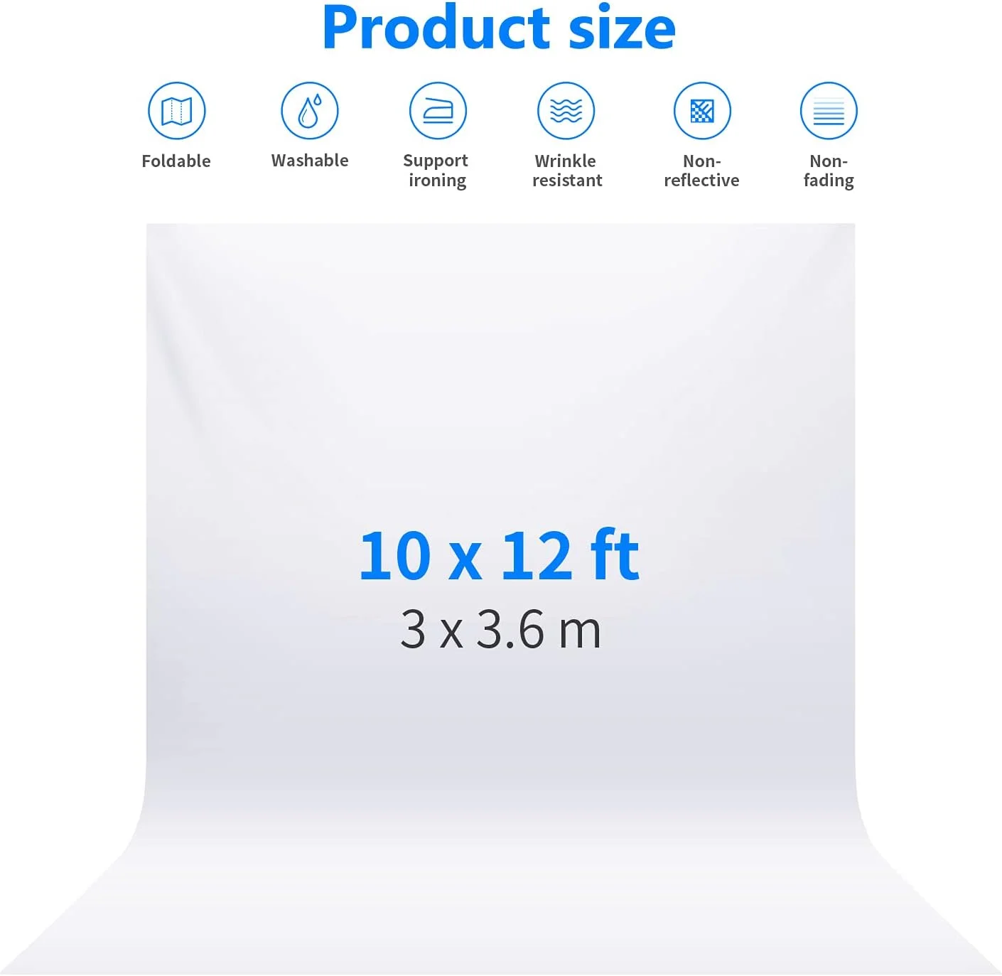 نیور - پس زمینه تاشو پارچه ای استودیوی عکس حرفه ای 3x3.6 متری برای عکاسی، فیلمبرداری و تلویزیون (فقط پس زمینه) - سفید نیور - پس زمینه تاشو پارچه ای استودیوی عکس حرفه ای 3x3.6 متری برای عکاسی، فیلمبرداری و تلویزیون (فقط پس زمینه) - سفید