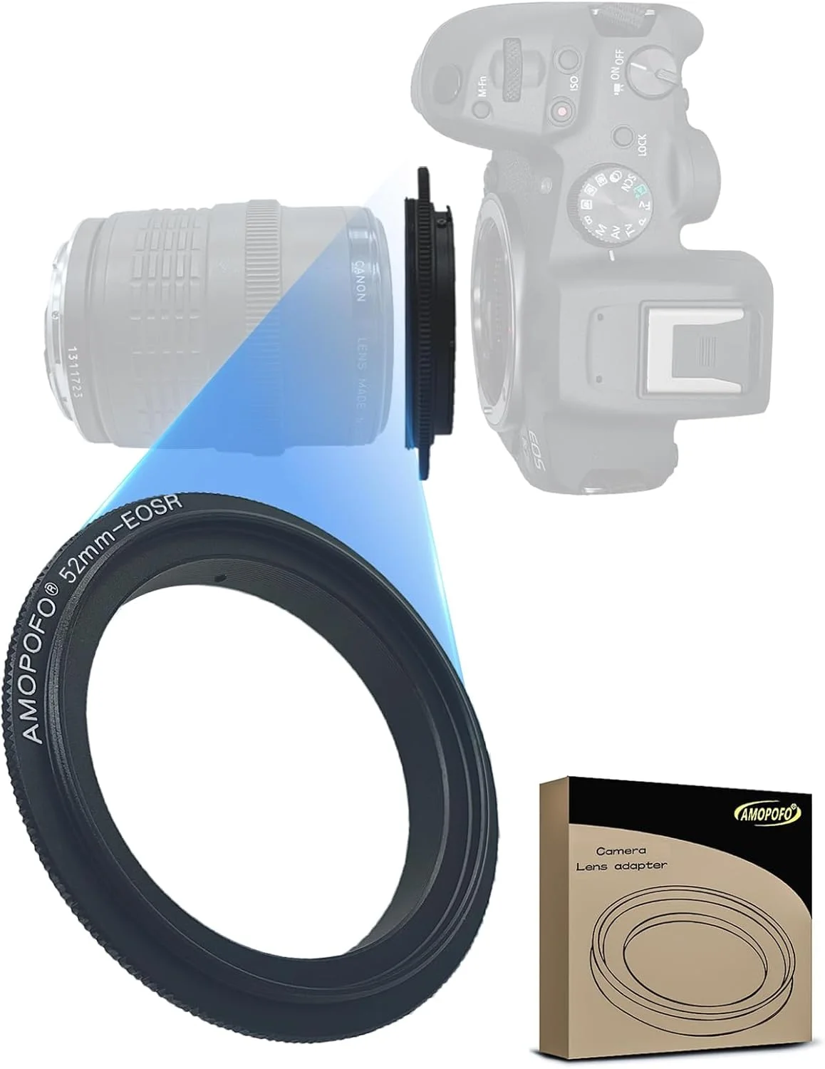 حلقه معکوس لنز ماکرو 52 میلی‌متری به EOS R سازگار با دوربین‌های فول فریم Canon EF R، با رزوه فیلتر 52 میلی‌متری لنزهای EF100mm f/2.8 و EF135mm f/2.8. مناسب برای عکاسی ماکرو (52mm-EOS R)