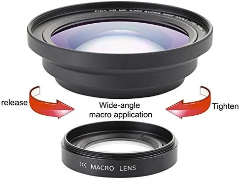 لنز ماکرو 37 میلیمتری + لنز واید 72 میلیمتری 0.39X فول اچدی برای دوربین فیلمبرداری 4K لنز ماکرو 37 میلیمتری + لنز واید 72 میلیمتری 0.39X فول اچدی برای دوربین فیلمبرداری 4K
