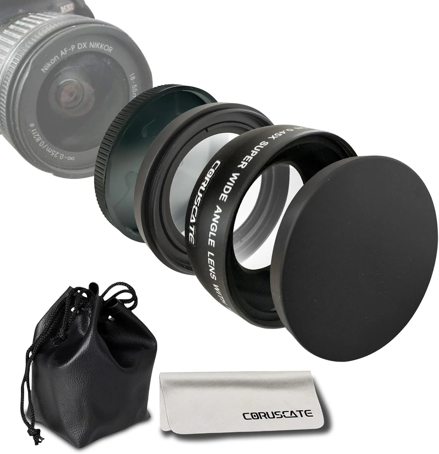 لنز واید 49 میلی‌متری با بزرگنمایی 0.45X، همراه با قابلیت عکاسی ماکرو، بزرگنمایی بهبود یافته، سازگار با تمامی لنزهای دوربین DSLR با قطر 49 میلی‌متر + پارچه تمیز کننده لنز * 1 عدد