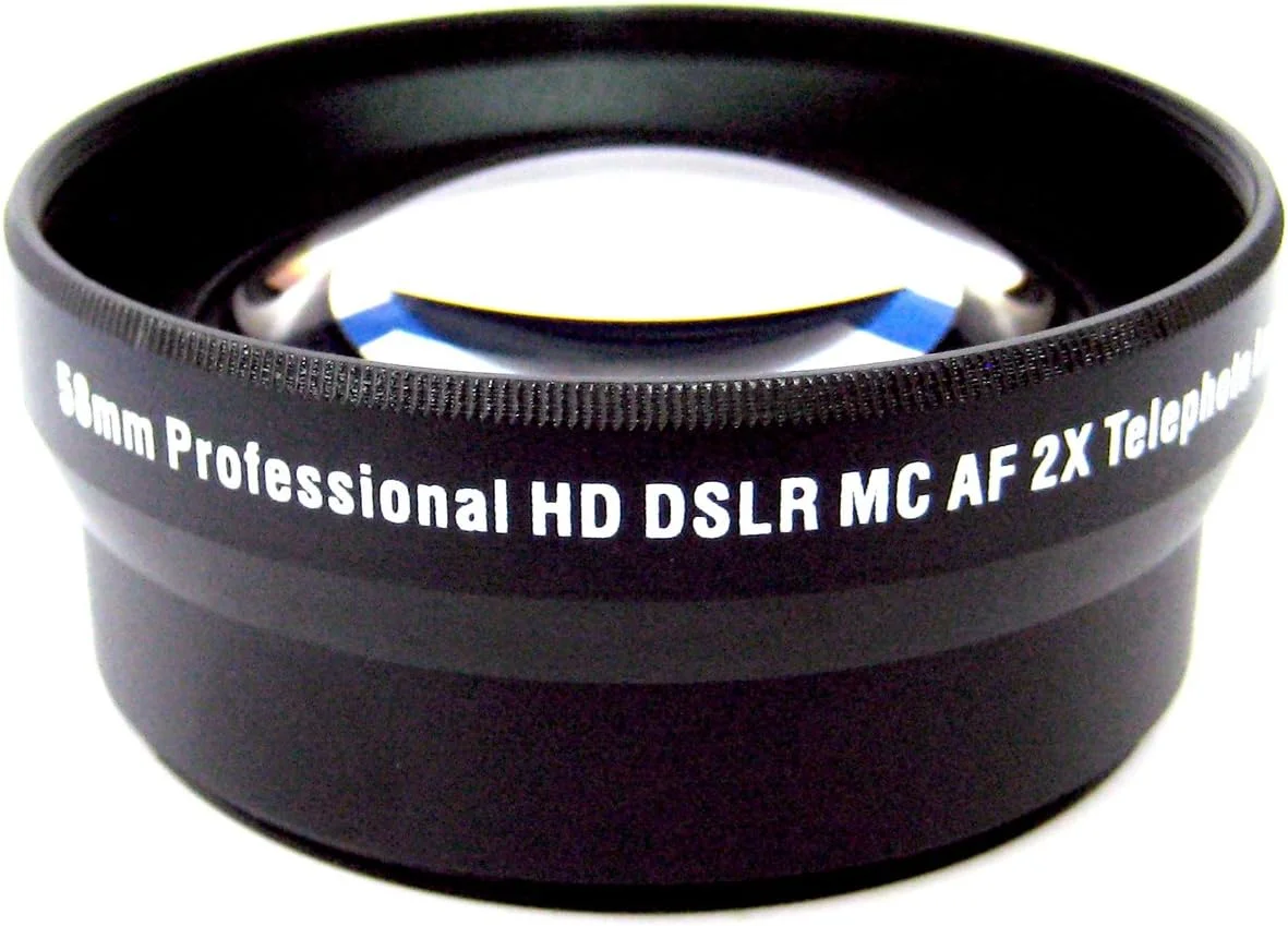 لنز تله فوتو 58 میلی متری زیکوس ZE-2X58B با کیفیت بالا، شامل کیف لنز و درپوش