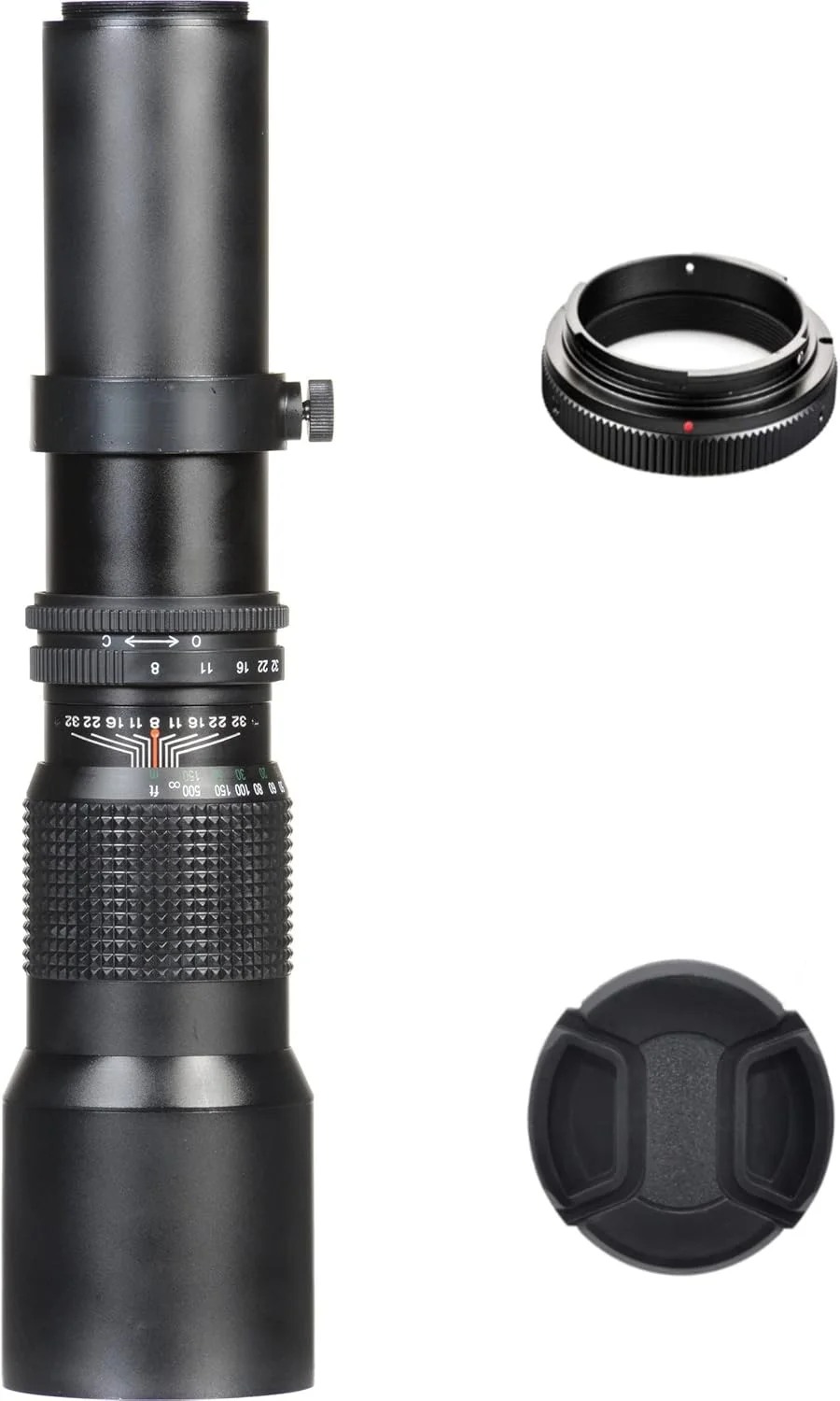 لنز تله فوتو دستی Vivitar با قدرت 500mm/1000mm و دیافراگم f/8 + سه پایه + کوله پشتی SLR برای دوربین های دیجیتال نیکون D500, D600, D700, D750, D800, D810, D850, D3300, D3400, D5300, D5500, D5600, D7000, D7100, D7200, D7500