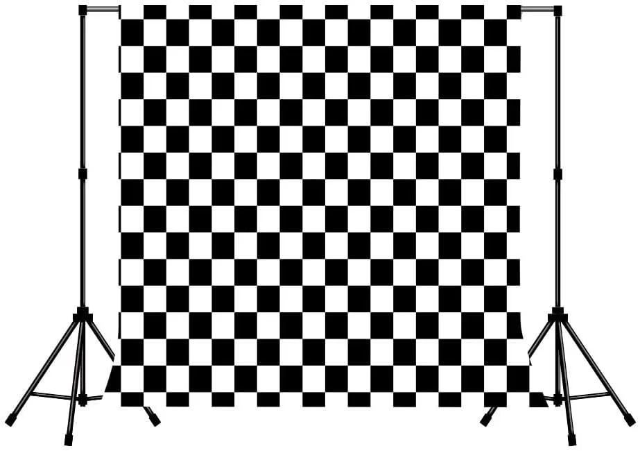 پس زمینه شطرنجی 150x150 سانتی‌متر، طرح مسابقه سیاه و سفید، بافت صفحه شطرنج، پس زمینه عکاسی با جیب میله‌ای، بنر دکور، استودیو عکس