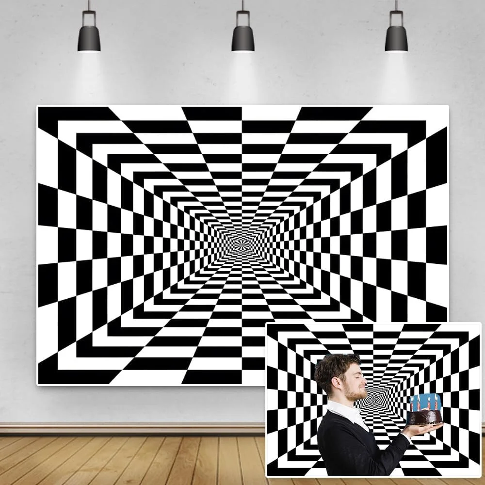 پس زمینه شطرنجی سیاه و سفید طرح هندسی سه بعدی تونل بی پایان انتزاعی 3x2.5 متری برای تزئینات جشن تولد با تم، عکسبرداری پرتره کودکان و بزرگسالان پس زمینه شطرنجی سیاه و سفید طرح هندسی سه بعدی تونل بی پایان انتزاعی 3x2.5 متری برای تزئینات جشن تولد با تم، عکسبرداری پرتره کودکان و بزرگسالان