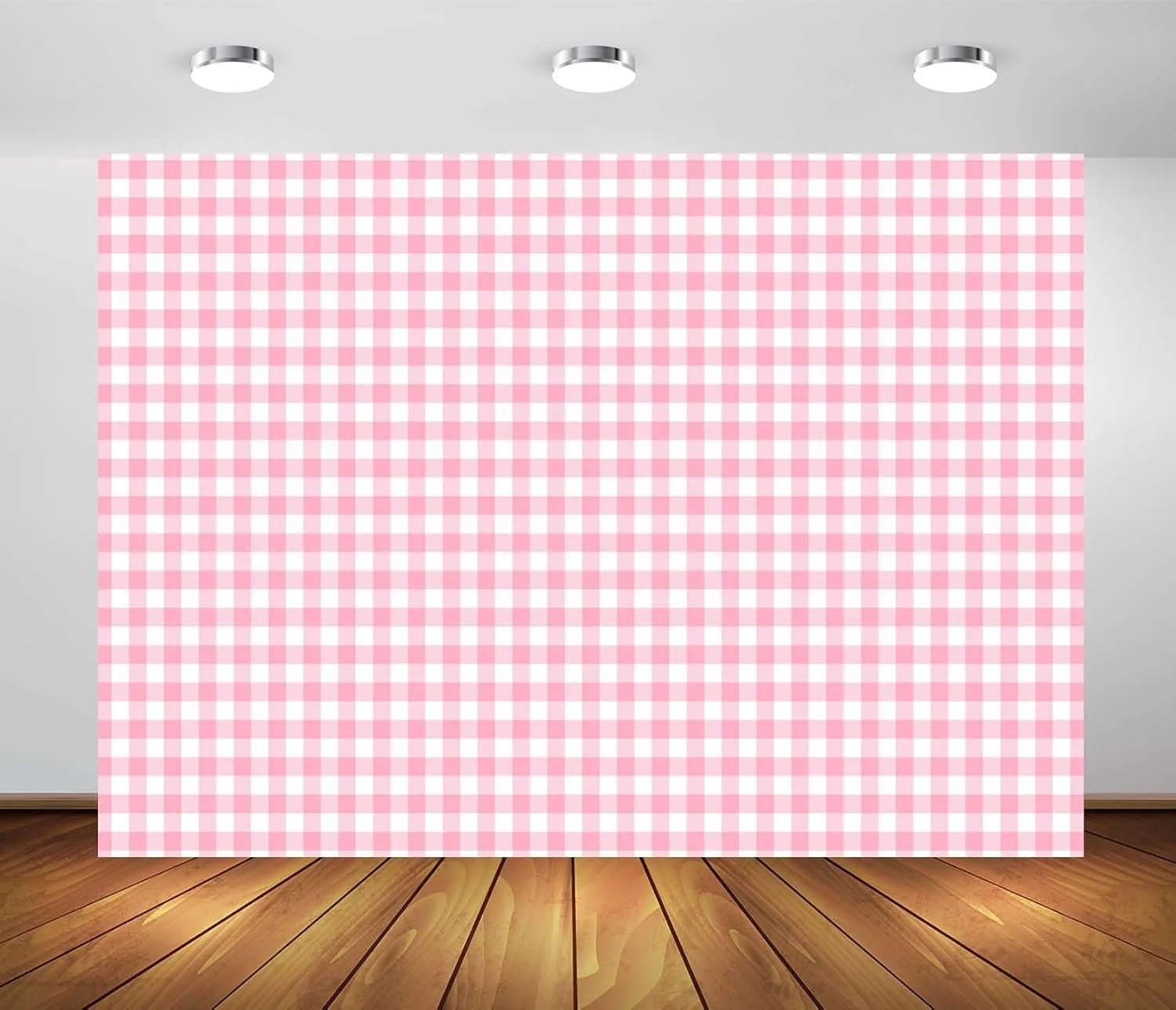 پس زمینه پارچه ای شطرنجی صورتی و سفید 9x6 فوت، پس زمینه کلاسیک صورتی گینگهام، دکور رومیزی پیک نیک چهارخانه، لوازم مهمانی تولد پیک نیک در فضای باز، وسایل عکس