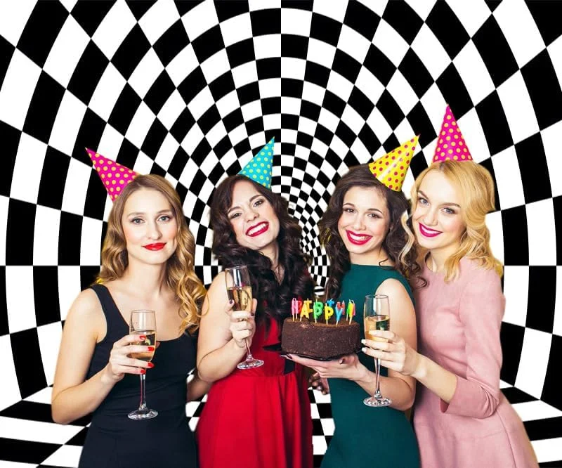 پس زمینه شطرنجی سیاه و سفید برای عکاسی، الگوی هندسی سه بعدی، پس زمینه تونل بی پایان انتزاعی، دکوراسیون جشن تولد با تم مسابقه، لوازم استودیوی عکس 300x250 سانتی متر