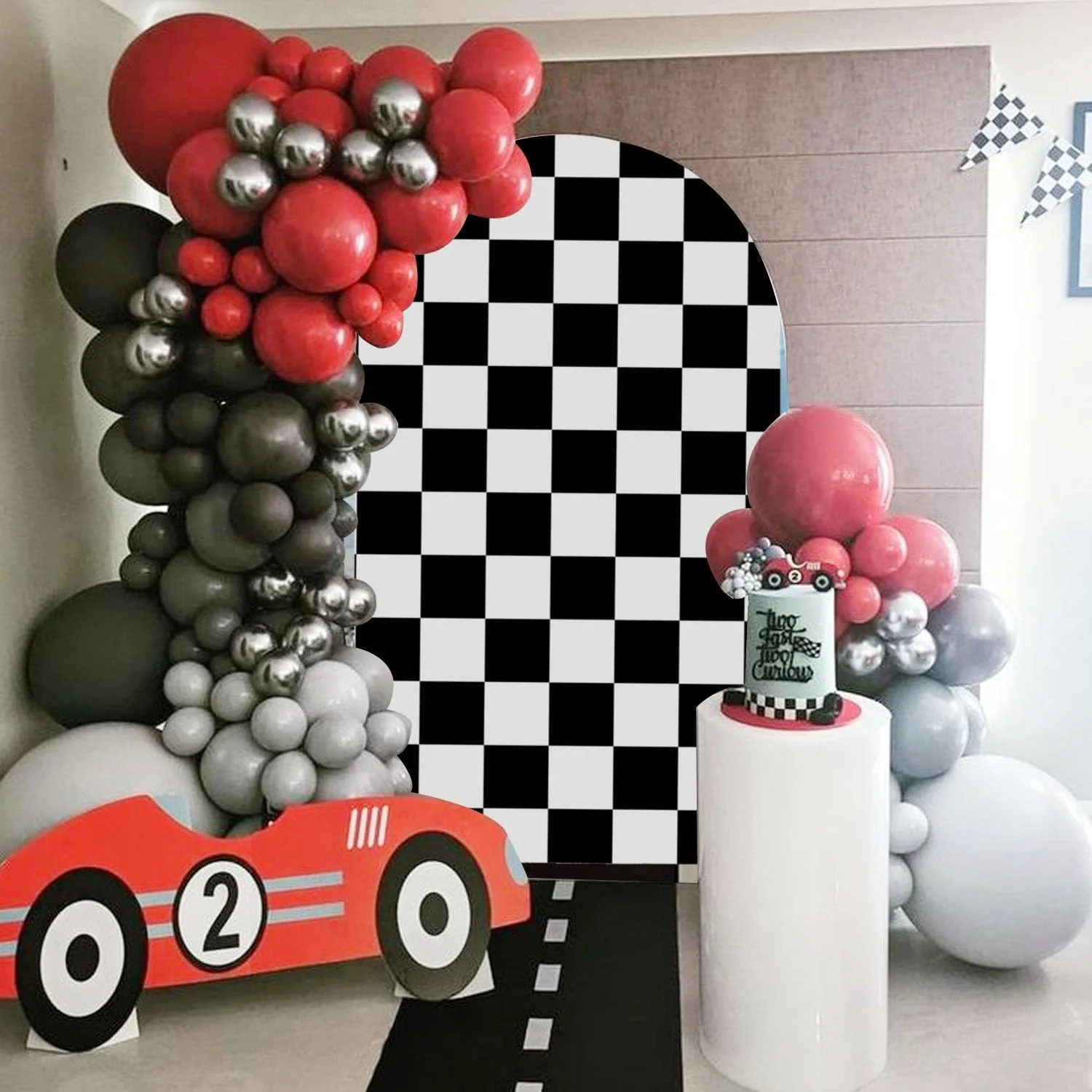 مجموعه روکش پس زمینه طاق مسابقه ای، مجموعه 3 عددی روکش طاق کیارا با طرح شطرنجی سیاه و سفید، پس زمینه اسپندکس (180، 200، 220 سانتی متر) مجموعه روکش پس زمینه طاق مسابقه ای، مجموعه 3 عددی روکش طاق کیارا با طرح شطرنجی سیاه و سفید، پس زمینه اسپندکس (180، 200، 220 سانتی متر)