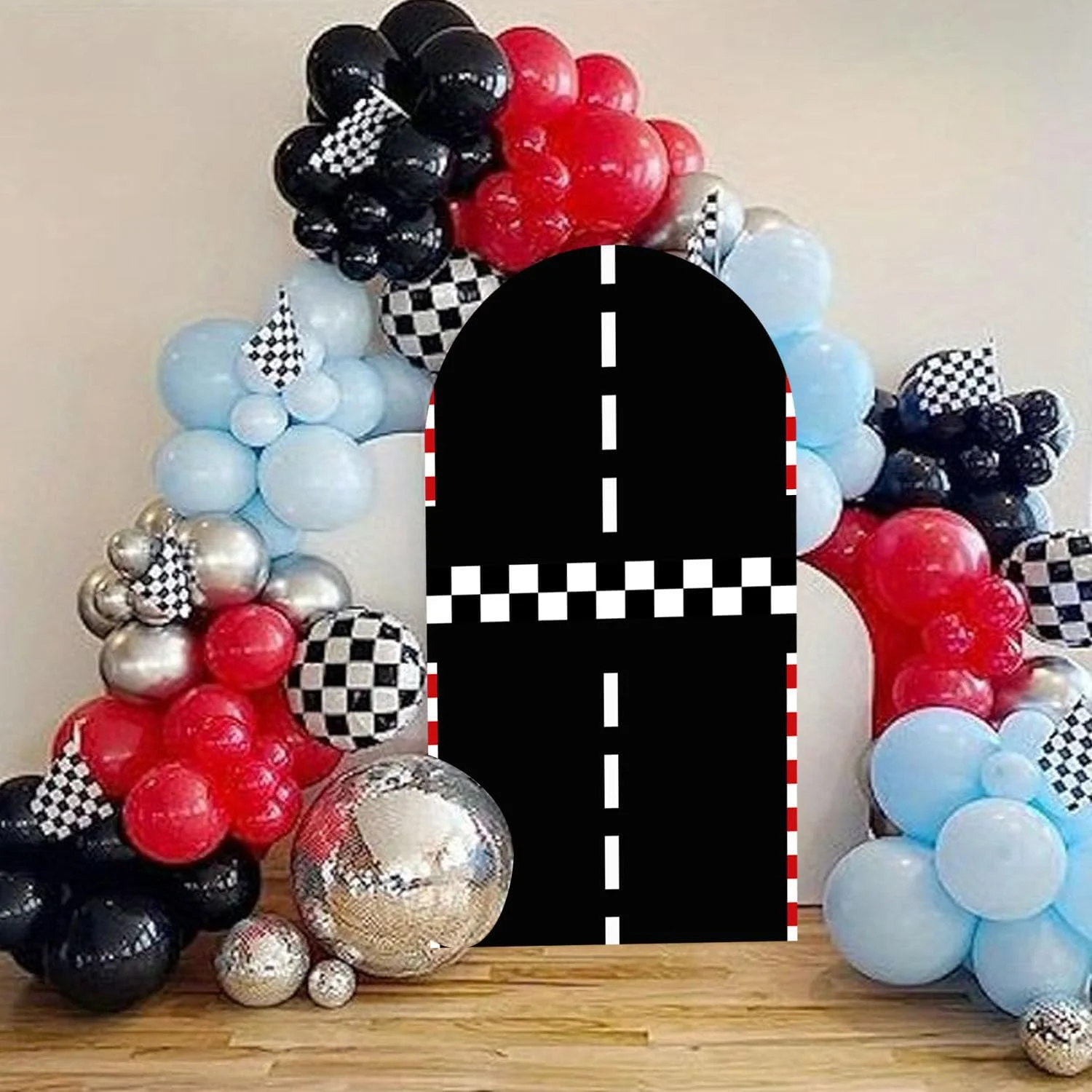 مجموعه روکش پس زمینه طاق مسابقه ای، مجموعه 3 عددی روکش طاق کیارا با طرح شطرنجی سیاه و سفید، پس زمینه اسپندکس (180، 200، 220 سانتی متر) مجموعه روکش پس زمینه طاق مسابقه ای، مجموعه 3 عددی روکش طاق کیارا با طرح شطرنجی سیاه و سفید، پس زمینه اسپندکس (180، 200، 220 سانتی متر)