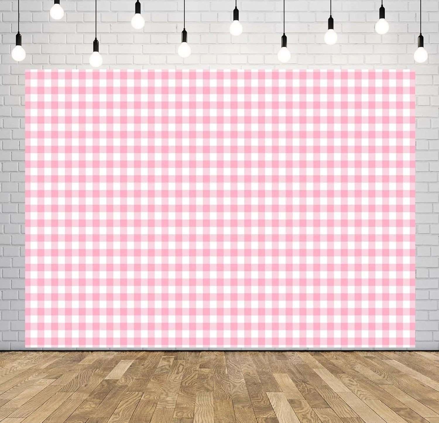 پس زمینه پارچه ای شطرنجی صورتی و سفید 9x6 فوت، پس زمینه کلاسیک صورتی گینگهام، دکور رومیزی پیک نیک چهارخانه، لوازم مهمانی تولد پیک نیک در فضای باز، وسایل عکس