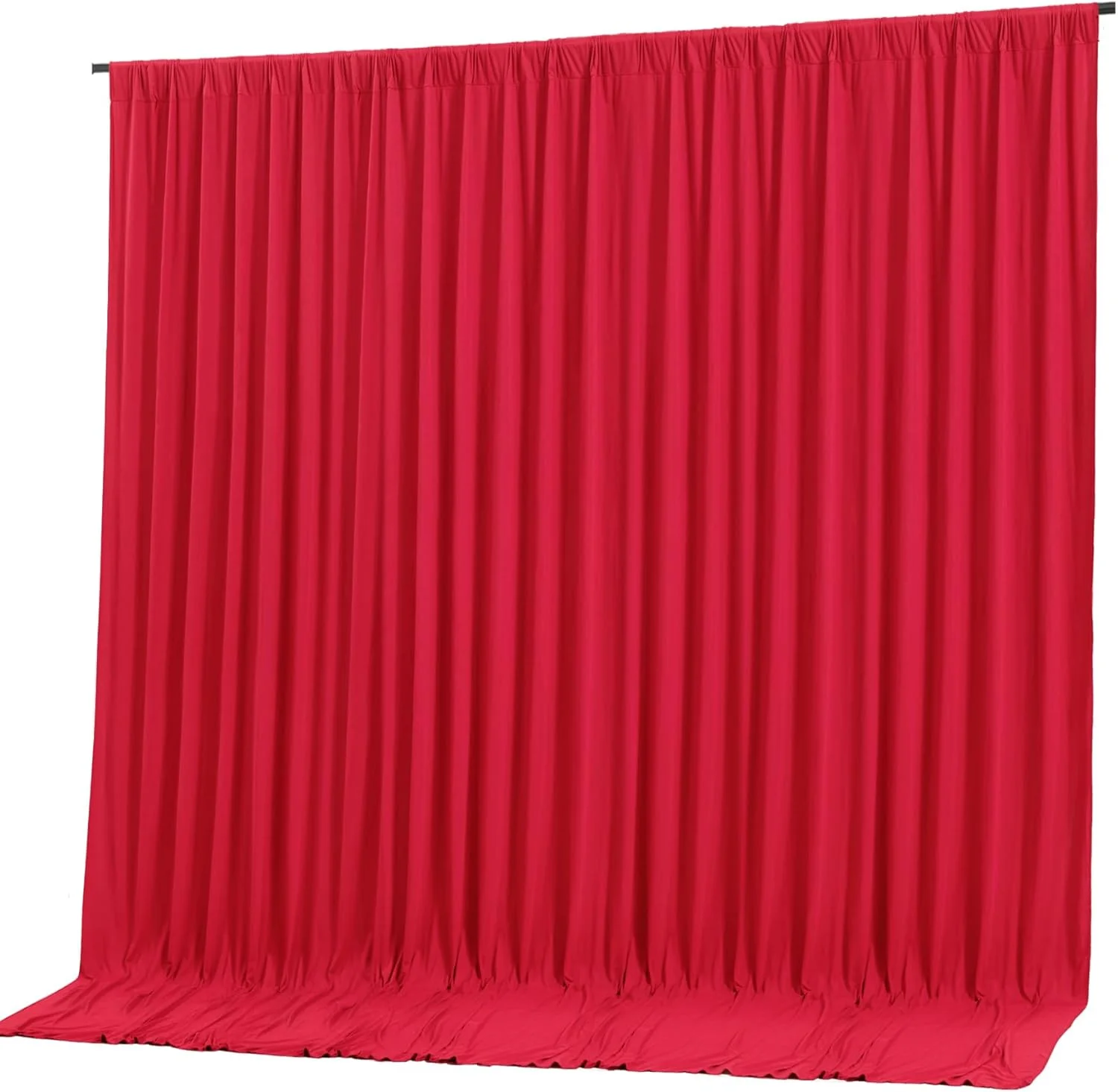 پنل های پرده پس زمینه قرمز 3x3 متری برای مهمانی ها - پرده پس زمینه عکس پلی استر بدون چروک، پارچه های پرده ای پس زمینه عروسی برای تزئینات مهمانی، پس زمینه برای عکاسی