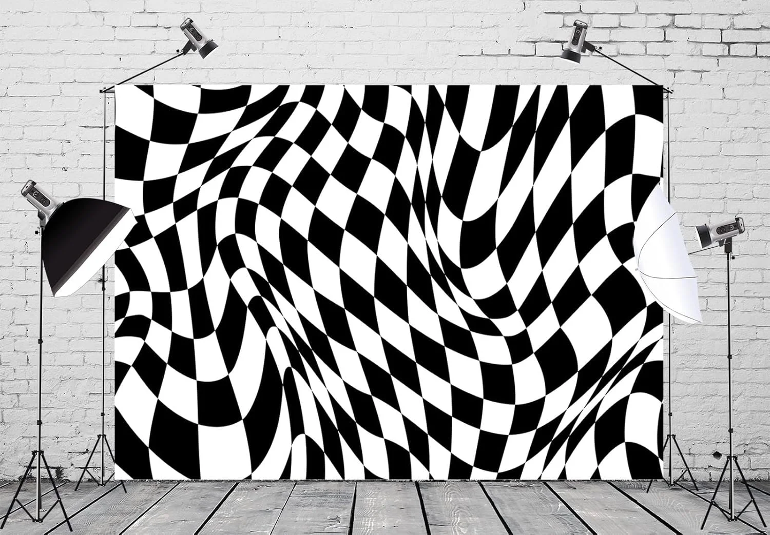 پس زمینه پارچه ای طرح شطرنجی سیاه و سفید BELECO، 213x152 سانتی متر، بافت صفحه شطرنجی، زمینه موج دار، لوازم مهمانی با تم مسابقه، دکوراسیون تولد، لوازم استودیوی عکس پس زمینه پارچه ای طرح شطرنجی سیاه و سفید BELECO، 213x152 سانتی متر، بافت صفحه شطرنجی، زمینه موج دار، لوازم مهمانی با تم مسابقه، دکوراسیون تولد، لوازم استودیوی عکس