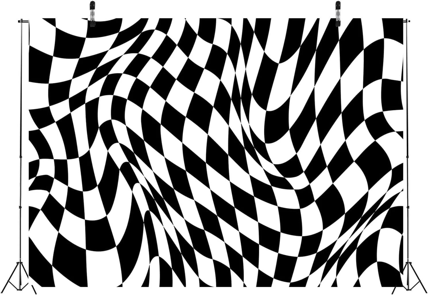 پس زمینه پارچه ای طرح شطرنجی سیاه و سفید BELECO، 213x152 سانتی متر، بافت صفحه شطرنجی، زمینه موج دار، لوازم مهمانی با تم مسابقه، دکوراسیون تولد، لوازم استودیوی عکس پس زمینه پارچه ای طرح شطرنجی سیاه و سفید BELECO، 213x152 سانتی متر، بافت صفحه شطرنجی، زمینه موج دار، لوازم مهمانی با تم مسابقه، دکوراسیون تولد، لوازم استودیوی عکس