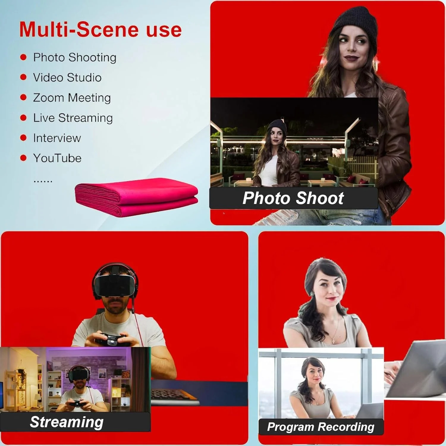 پرده پس زمینه پارچه ای کوپیک، مناسب برای استودیو عکاسی، فیلمبرداری و تلویزیون، 3 در 6 متر (قرمز) پرده پس زمینه پارچه ای کوپیک، مناسب برای استودیو عکاسی، فیلمبرداری و تلویزیون، 3 در 6 متر (قرمز)