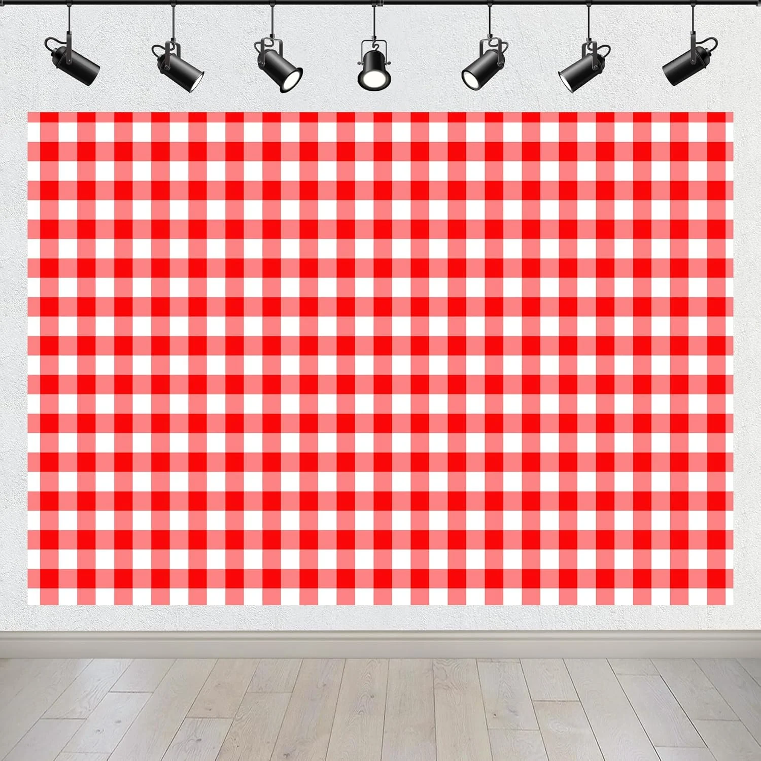 پس زمینه پارچه ای طرح دار قرمز و سفید BELECO، طرح شطرنجی، مناسب برای تزئینات مهمانی پیک نیک، جشن تولد، حمام نوزاد و عکاسی