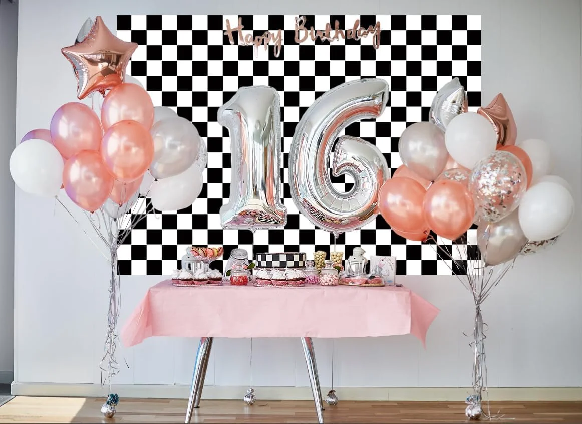 پس زمینه طرح دار مشکی و سفید 7X5FT، تم ماشین مسابقه، پس زمینه تزئینی مهمانی رترو، لوازم جشن تولد کودکان F190 پس زمینه طرح دار مشکی و سفید 7X5FT، تم ماشین مسابقه، پس زمینه تزئینی مهمانی رترو، لوازم جشن تولد کودکان F190