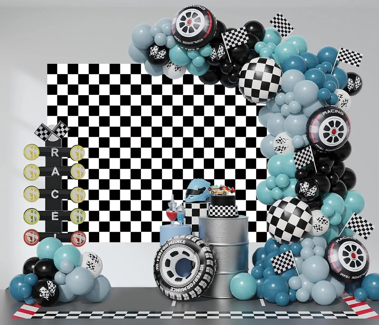 پس زمینه طرح دار مشکی و سفید 7X5FT، تم ماشین مسابقه، پس زمینه تزئینی مهمانی رترو، لوازم جشن تولد کودکان F190 پس زمینه طرح دار مشکی و سفید 7X5FT، تم ماشین مسابقه، پس زمینه تزئینی مهمانی رترو، لوازم جشن تولد کودکان F190