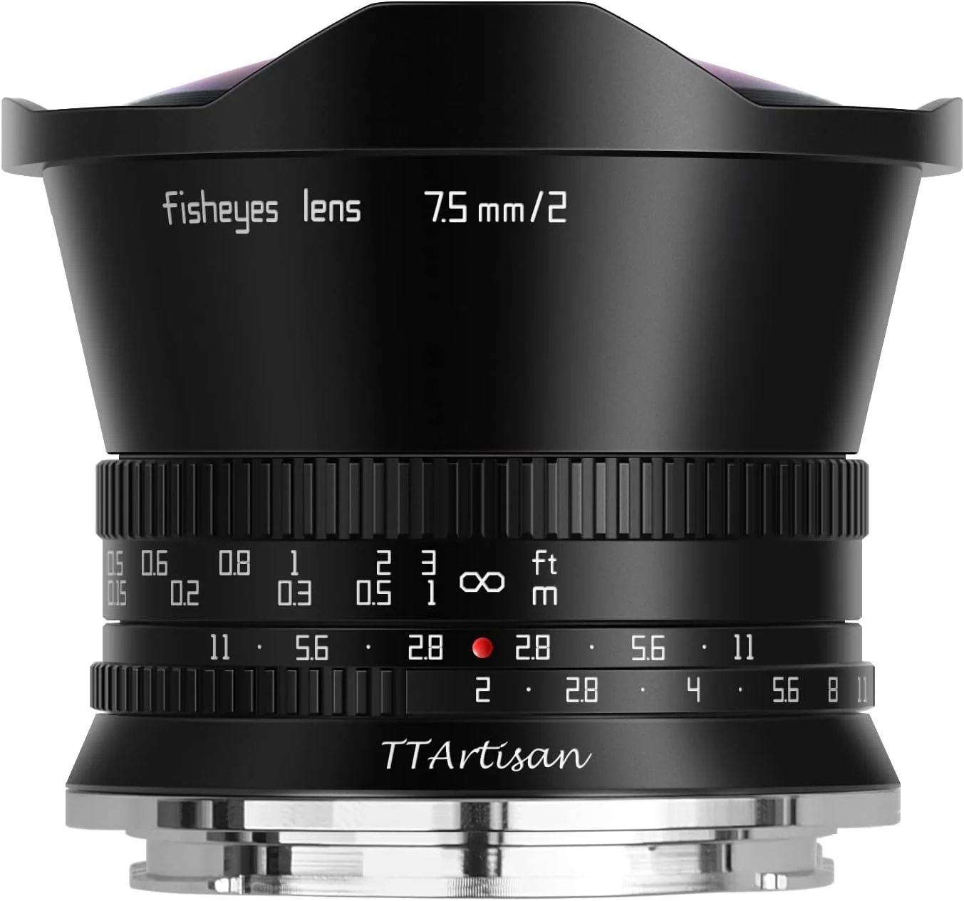 لنز چشم‌ماهی TTARTISAN TT 7.5 mm F2.0 APS-C با مانت MFT مشکی و زاویه دید فوق‌العاده باز 180 درجه