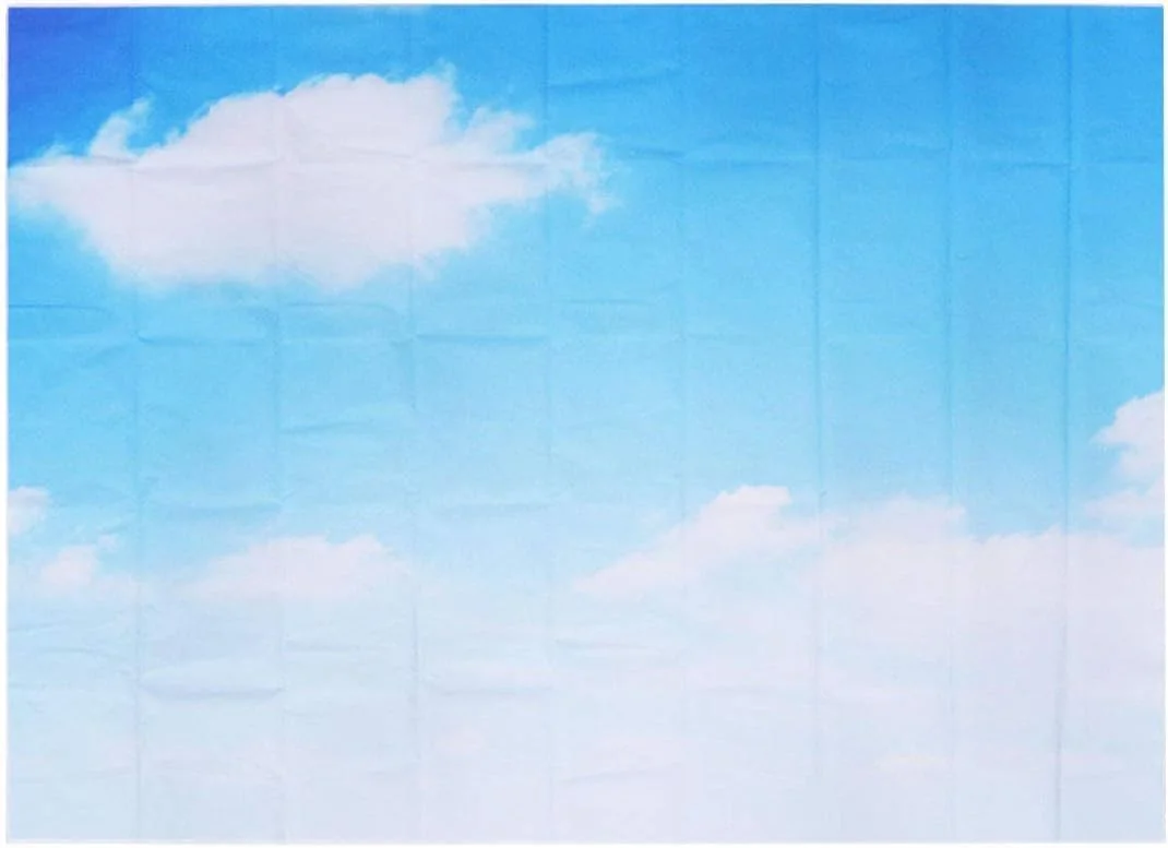 پس زمینه عکاسی بدون درز با طرح آسمان آبی و ابرهای سفید، پارچه پس زمینه استودیویی سه بعدی پلیسه دار، 210x150 سانتی متر