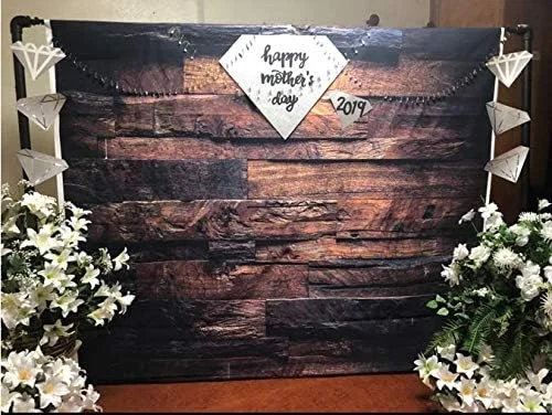 پس زمینه چوبی قهوه ای رترو CYLYH ابعاد 2.4x2.4 متر - مناسب برای جشن نوزاد و تزئینات مهمانی - پس زمینه های سه بعدی