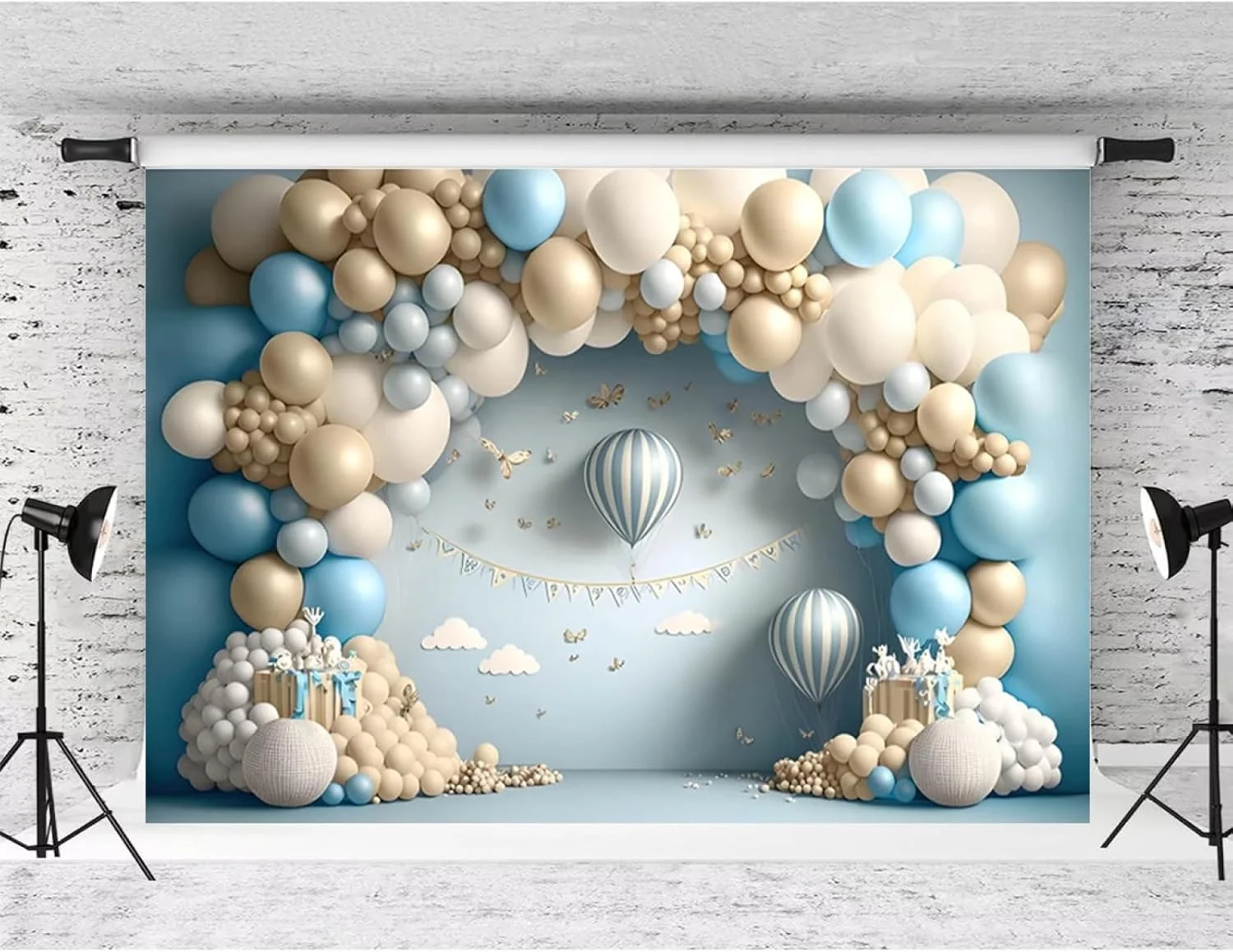 پس زمینه سه بعدی بادکنکی برای عکاسی، بادکنک هوای گرم، پروانه، دکوراسیون جشن تولد نوزاد، پس زمینه جشن بیبی شاور، جشن کیک، پس زمینه جشن عروسی، 7X5FT پس زمینه سه بعدی بادکنکی برای عکاسی، بادکنک هوای گرم، پروانه، دکوراسیون جشن تولد نوزاد، پس زمینه جشن بیبی شاور، جشن کیک، پس زمینه جشن عروسی، 7X5FT