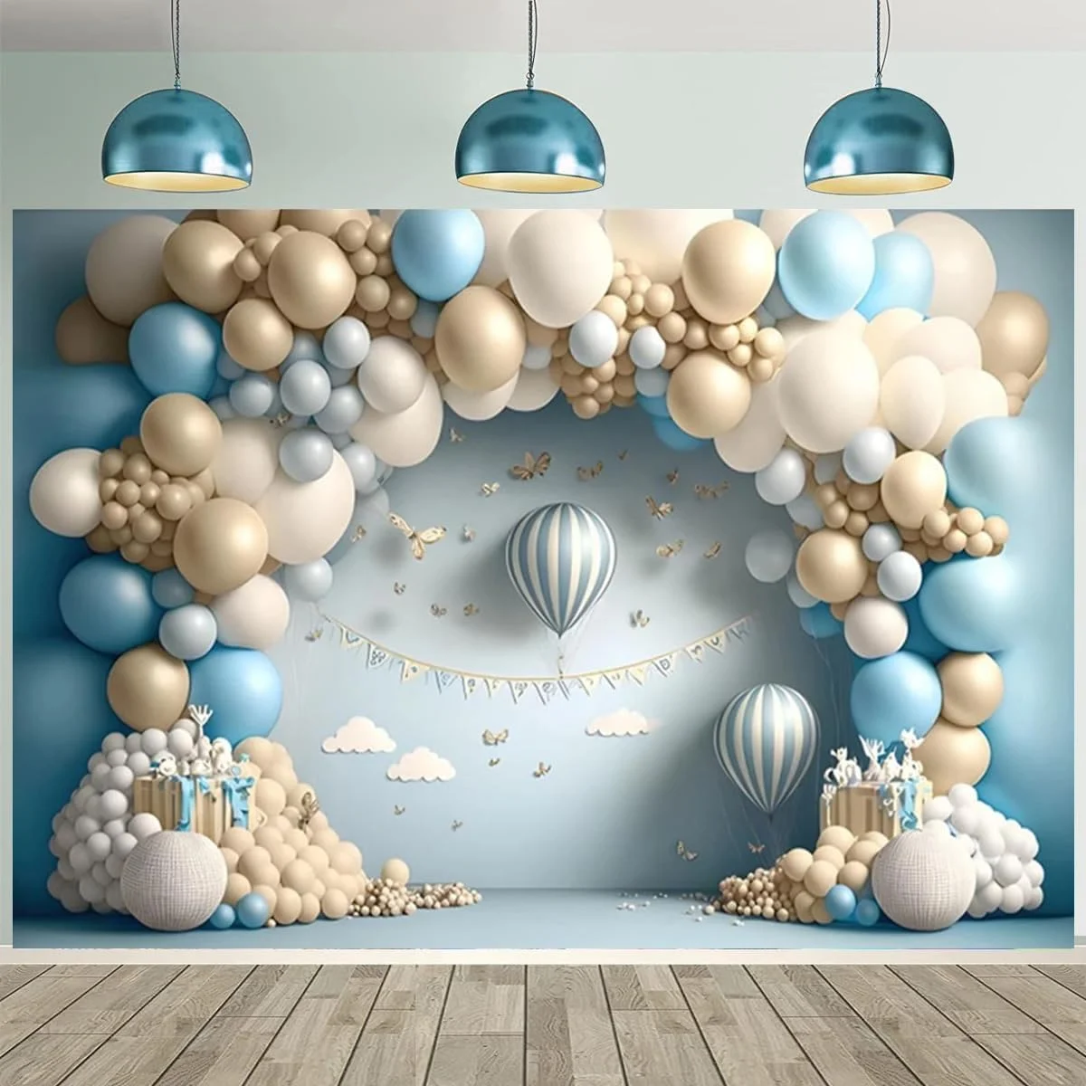 پس زمینه سه بعدی بادکنکی برای عکاسی، بادکنک هوای گرم، پروانه، دکوراسیون جشن تولد نوزاد، پس زمینه جشن بیبی شاور، جشن کیک، پس زمینه جشن عروسی، 7X5FT پس زمینه سه بعدی بادکنکی برای عکاسی، بادکنک هوای گرم، پروانه، دکوراسیون جشن تولد نوزاد، پس زمینه جشن بیبی شاور، جشن کیک، پس زمینه جشن عروسی، 7X5FT