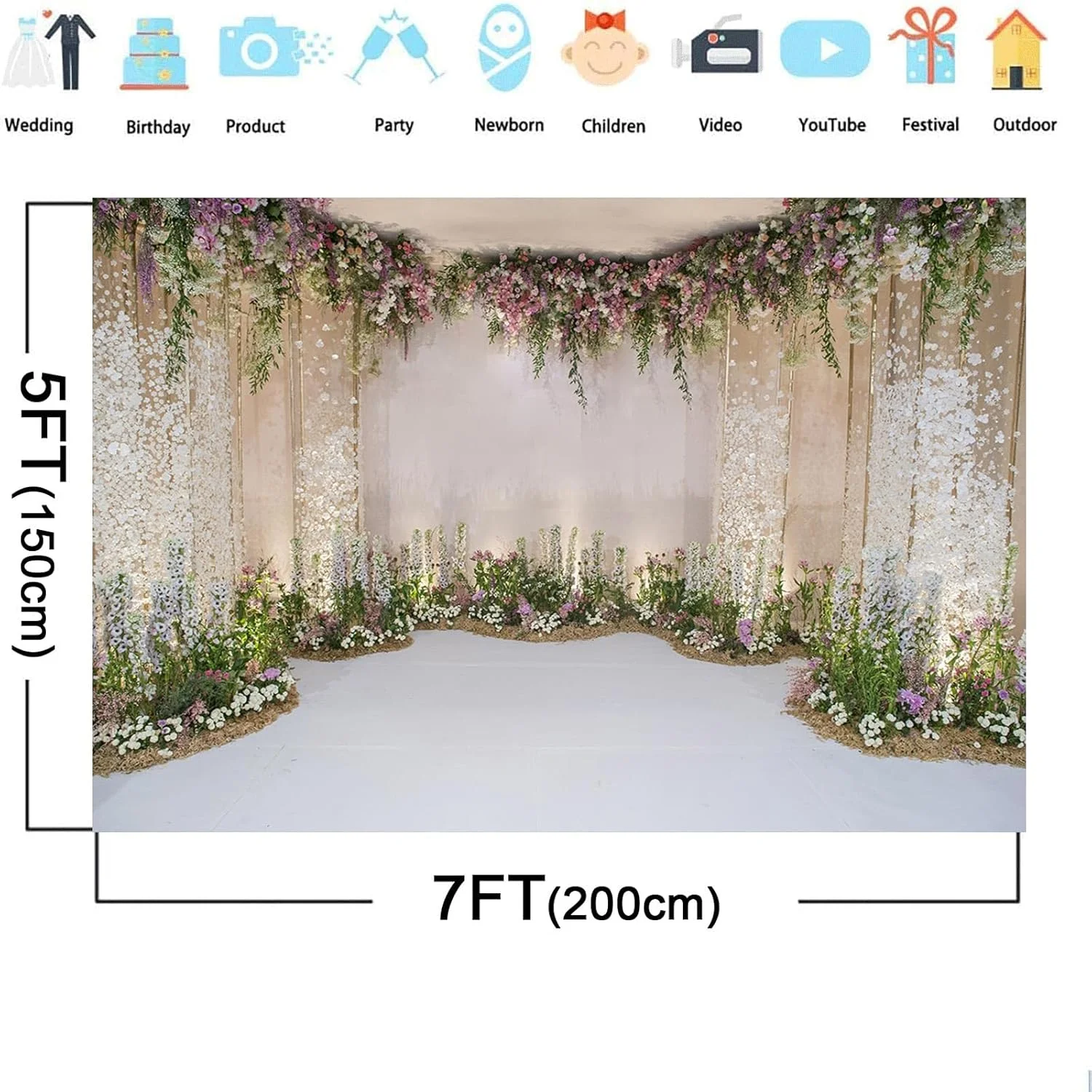 پرده پس زمینه سه بعدی تالار برای دکوراسیون مراسم عروسی، گل آرایی، بنر، پس زمینه جشن نامزدی، پس زمینه گلدار برای ازدواج، استودیو عکس پرتره (213x152 سانتی متر) پرده پس زمینه سه بعدی تالار برای دکوراسیون مراسم عروسی، گل آرایی، بنر، پس زمینه جشن نامزدی، پس زمینه گلدار برای ازدواج، استودیو عکس پرتره (213x152 سانتی متر)