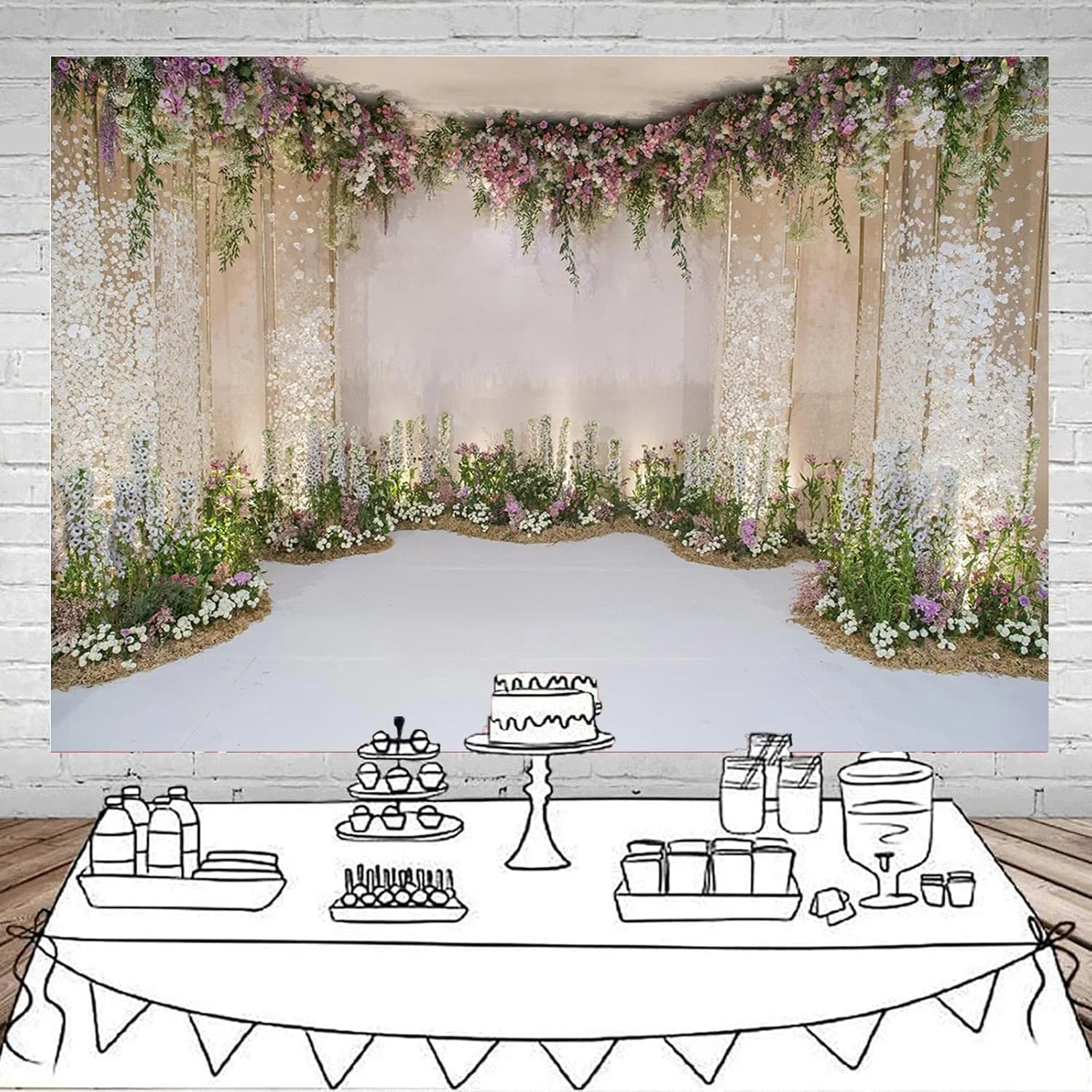 پرده پس زمینه سه بعدی تالار برای دکوراسیون مراسم عروسی، گل آرایی، بنر، پس زمینه جشن نامزدی، پس زمینه گلدار برای ازدواج، استودیو عکس پرتره (213x152 سانتی متر) پرده پس زمینه سه بعدی تالار برای دکوراسیون مراسم عروسی، گل آرایی، بنر، پس زمینه جشن نامزدی، پس زمینه گلدار برای ازدواج، استودیو عکس پرتره (213x152 سانتی متر)