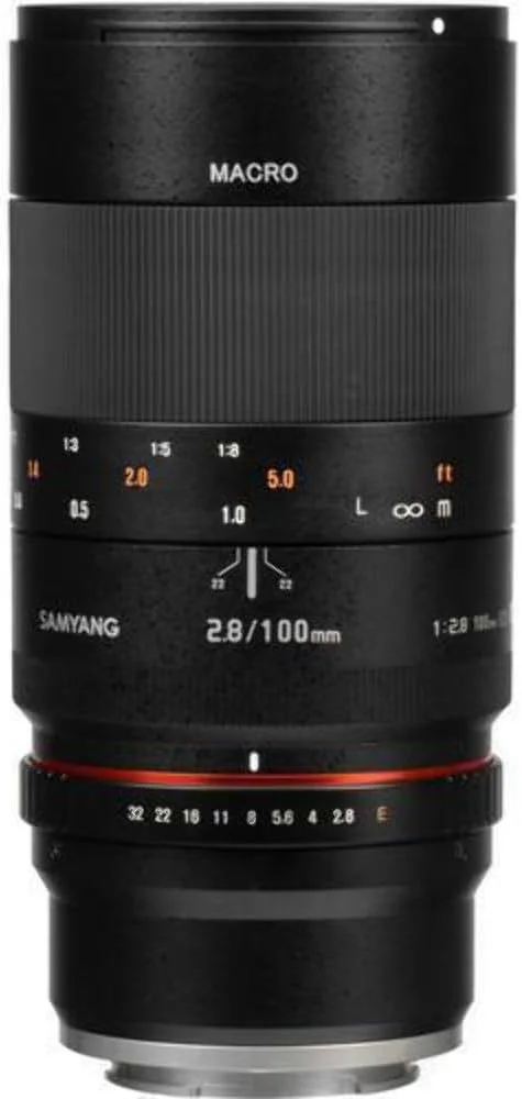لنز تله‌فوتو ماکرو 100mm F2.8 ED UMC سامیانگ با فریم کامل برای دوربین‌های SLR دیجیتال Canon EF