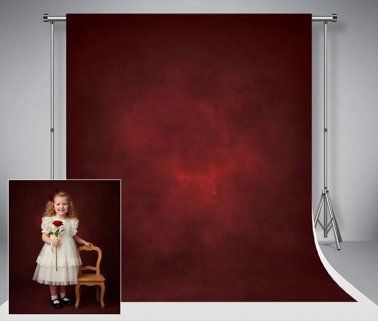 پس زمینه عکاسی کیت 3x3 متر گرادیان قرمز مشکی انتزاعی تیره، پس زمینه تاشو استودیو با بافت مخملی قدیمی قابل شستشو، پرده تزئینی