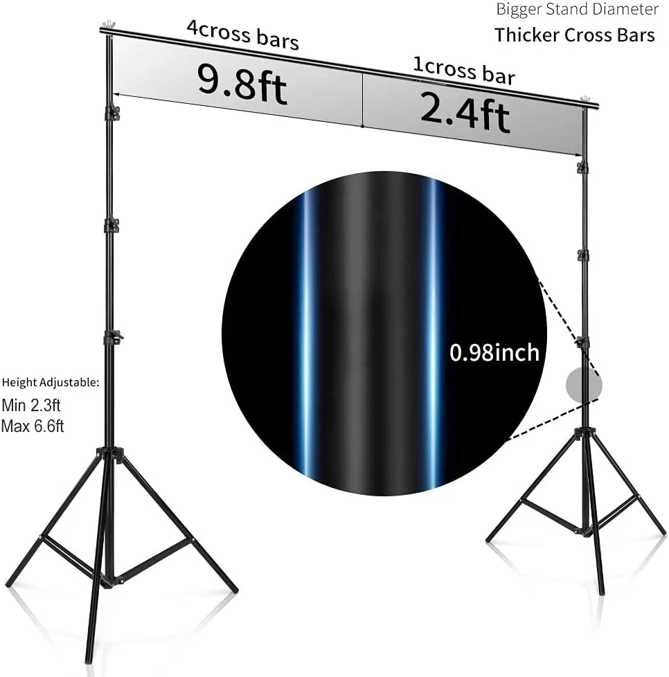پایه نگهدارنده پس زمینه عکاسی 3m x 2m، پایه نگهدارنده پس زمینه قابل تنظیم ارتفاع و عرض، مناسب برای مهمانی ها، عکاسی و تزئینات عروسی