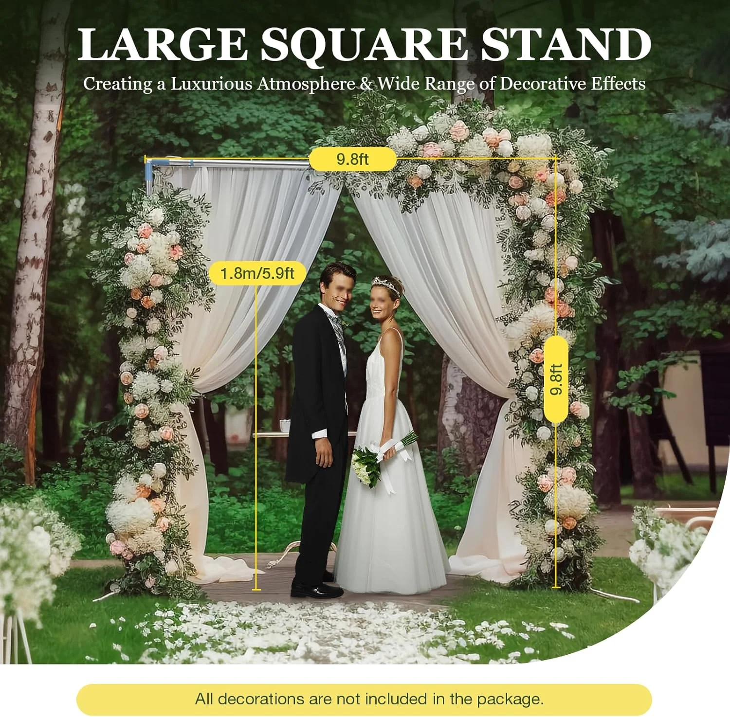 پایه پس زمینه فلزی قابل تنظیم، پایه دکوراسیون سنگین، پایه پس زمینه 3x3 متری برای مهمانی ها، عروسی و تولد