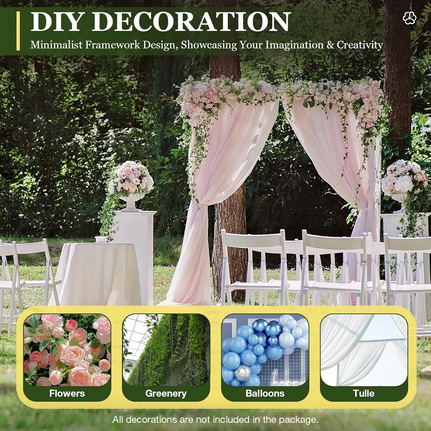 پایه پس زمینه فلزی قابل تنظیم، پایه دکوراسیون سنگین، پایه پس زمینه 3x3 متری برای مهمانی ها، عروسی و تولد