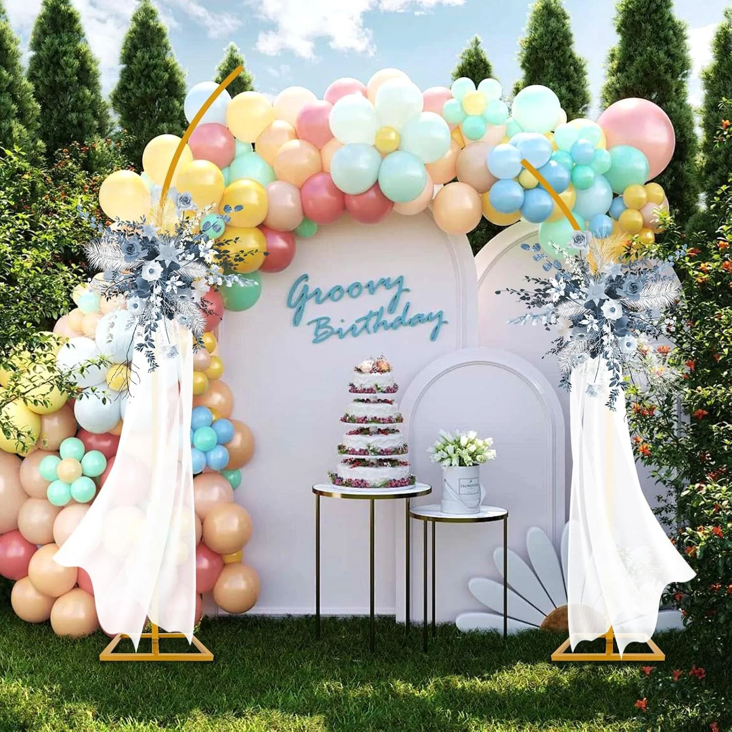 مجموعه پایه طاق گل برای عروسی، فلزی طلایی نیمه، مناسب برای پیشنهاد ازدواج، سالگرد عروسی، جشن نامزدی، دکوراسیون پس زمینه مهمانی مجموعه پایه طاق گل برای عروسی، فلزی طلایی نیمه، مناسب برای پیشنهاد ازدواج، سالگرد عروسی، جشن نامزدی، دکوراسیون پس زمینه مهمانی