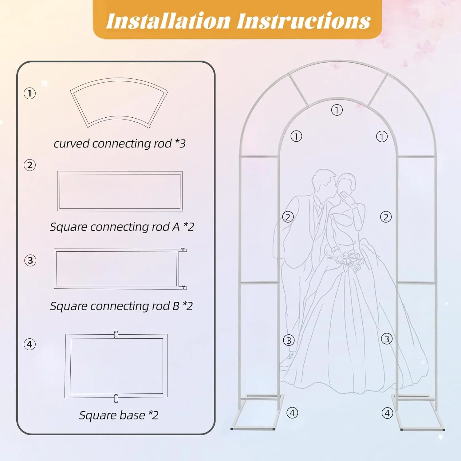 استند بکدراپ طاق دوتایی فلزی، قاب بکدراپ طاق باز U شکل، طاق های عروسی برای مراسم، جشن نوزاد، دکوراسیون جشن تولد (طلایی، 2 متر در 1 متر) استند بکدراپ طاق دوتایی فلزی، قاب بکدراپ طاق باز U شکل، طاق های عروسی برای مراسم، جشن نوزاد، دکوراسیون جشن تولد (طلایی، 2 متر در 1 متر)