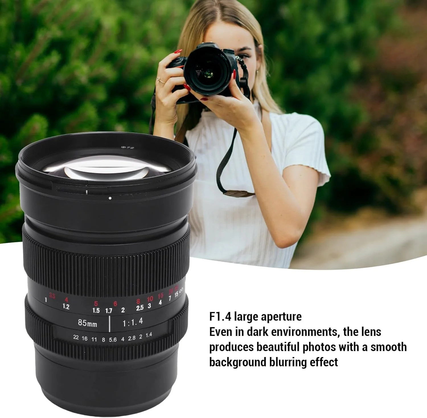 لنز دوربین 85mm F1.4 با فوکوس دستی، لنز دوربین ثابت با دیافراگم بزرگ و فریم کامل به همراه هود مناسب برای دوربین های بدون آینه NEX E Mount لنز دوربین 85mm F1.4 با فوکوس دستی، لنز دوربین ثابت با دیافراگم بزرگ و فریم کامل به همراه هود مناسب برای دوربین های بدون آینه NEX E Mount