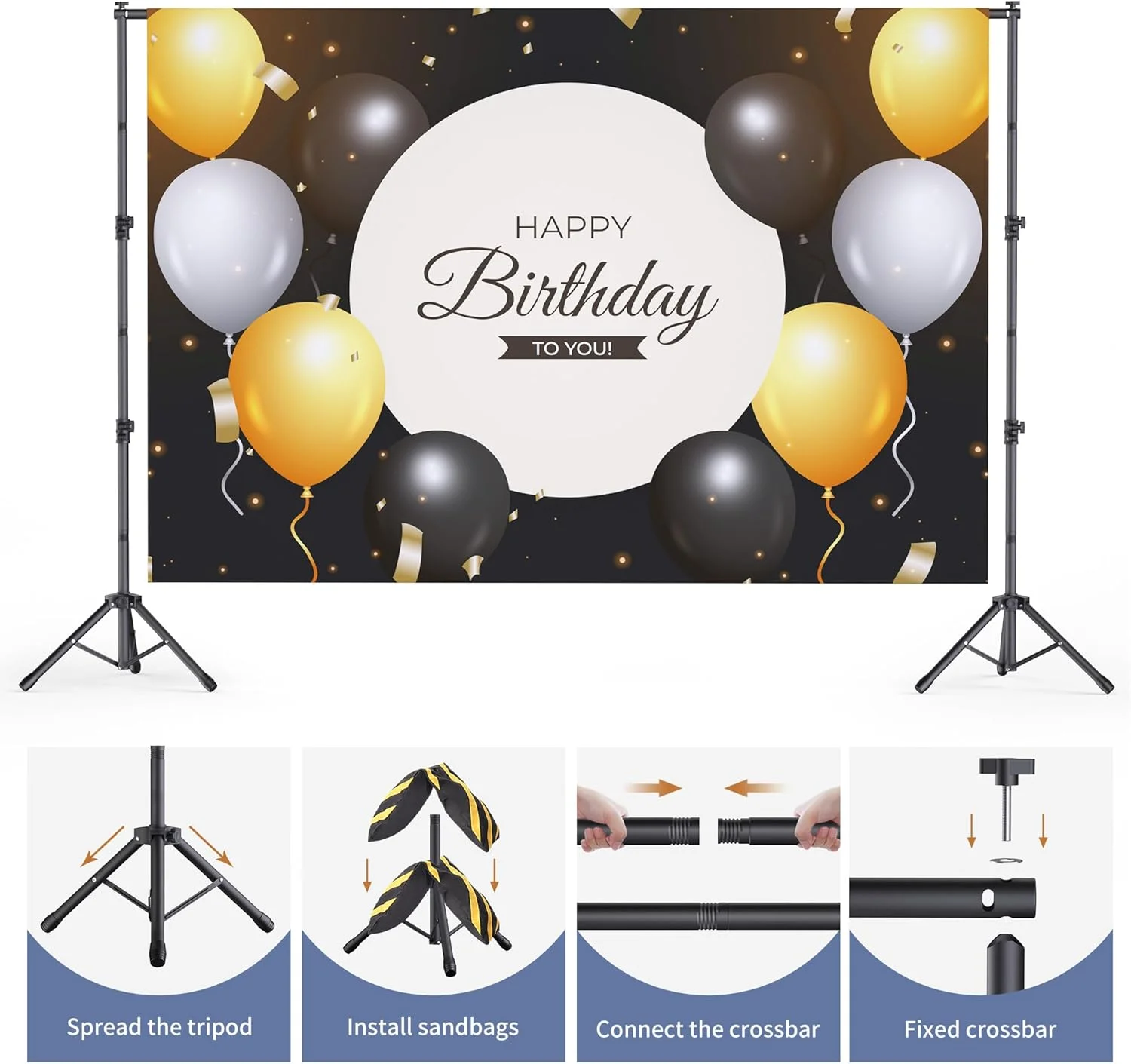 پایه پس زمینه 3x2.3 متر، پایه پس زمینه با قابلیت تنظیم ارتفاع و عرض، پایه پس زمینه برای طاق بادکنک، عکس، مهمانی ها