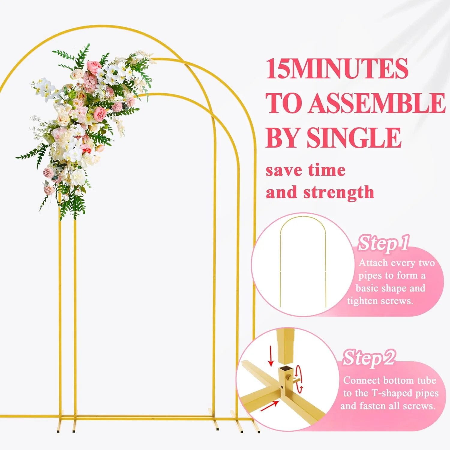 مجموعه پایه طاق پس زمینه وکسییر - طاق فلزی طلایی 2.4 متری، 2.2 متری، 2 متری برای مراسم عروسی، جشن نوزاد، جشن تولد، دکوراسیون باغ مجموعه پایه طاق پس زمینه وکسییر - طاق فلزی طلایی 2.4 متری، 2.2 متری، 2 متری برای مراسم عروسی، جشن نوزاد، جشن تولد، دکوراسیون باغ
