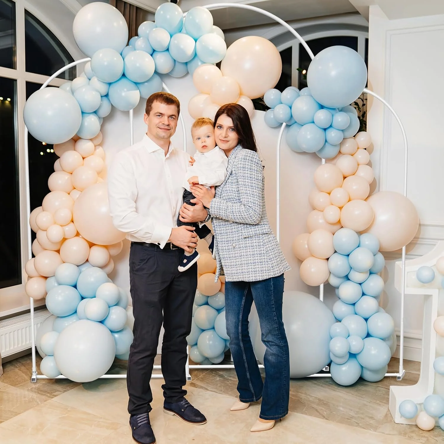 مجموعه پایه طاق پس زمینه برای مراسم عروسی، جشن تولد نوزاد، مهمانی تولد در فضای باز و داخلی، دکوراسیون پایه طاق گل باغ، سفید (2.2 متر/2 متر/1.8 متر) - مجموعه 3 عددی