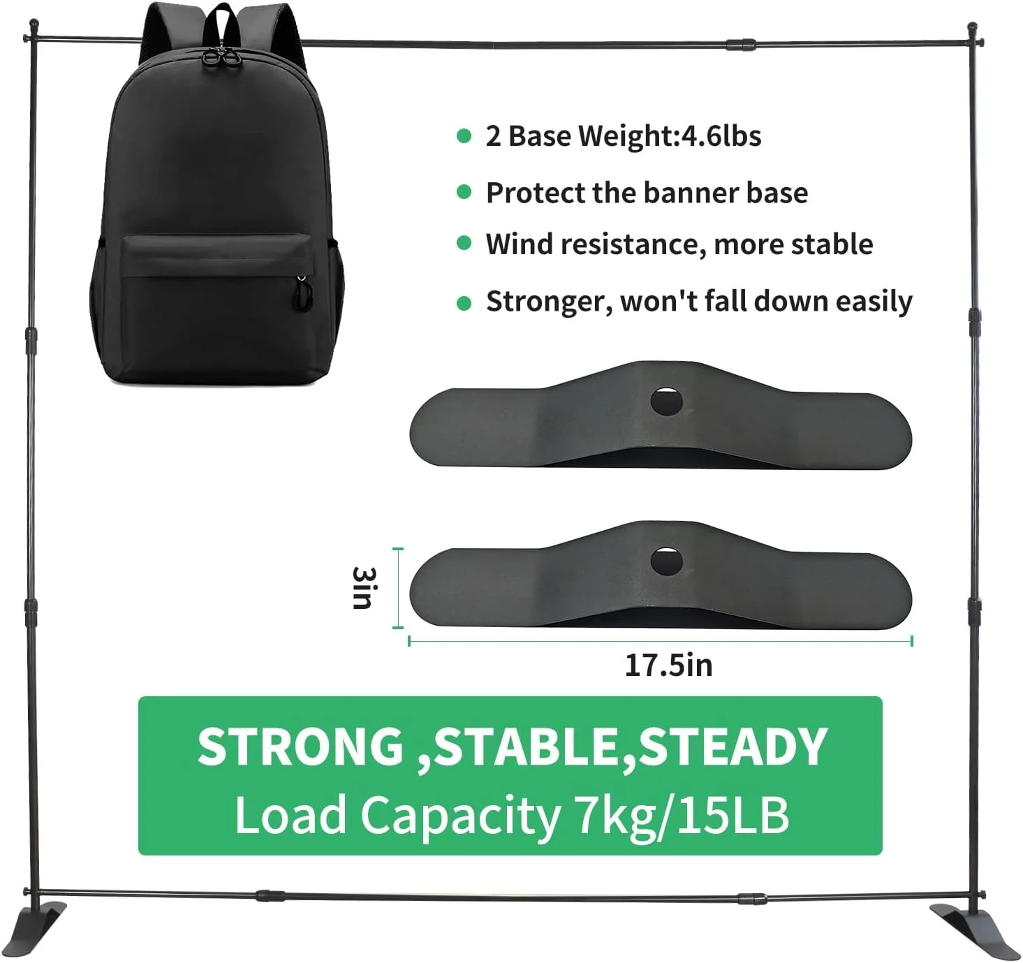پایه پس زمینه تلسکوپی فلزی قابل تنظیم 3x2.4 متری، ایده آل برای مهمانی ها و جلسات عکاسی، پایه سنگین، پس زمینه قابل حمل برای عکاسی، با کیف حمل