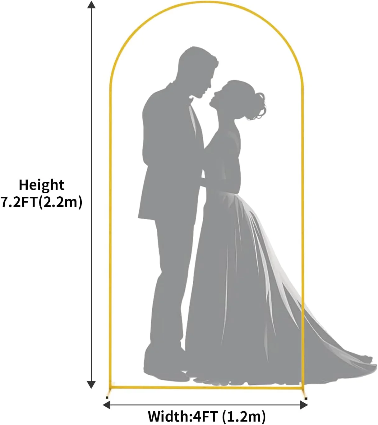 استند پس زمینه طاق طلایی 2.2 متری با 2 کیسه آب، قاب طاق برای بادکنک/گل/جشن نوزاد/تولد، استند فلزی محکم برای مراسم عروسی/مراسم داخلی/خارجی
