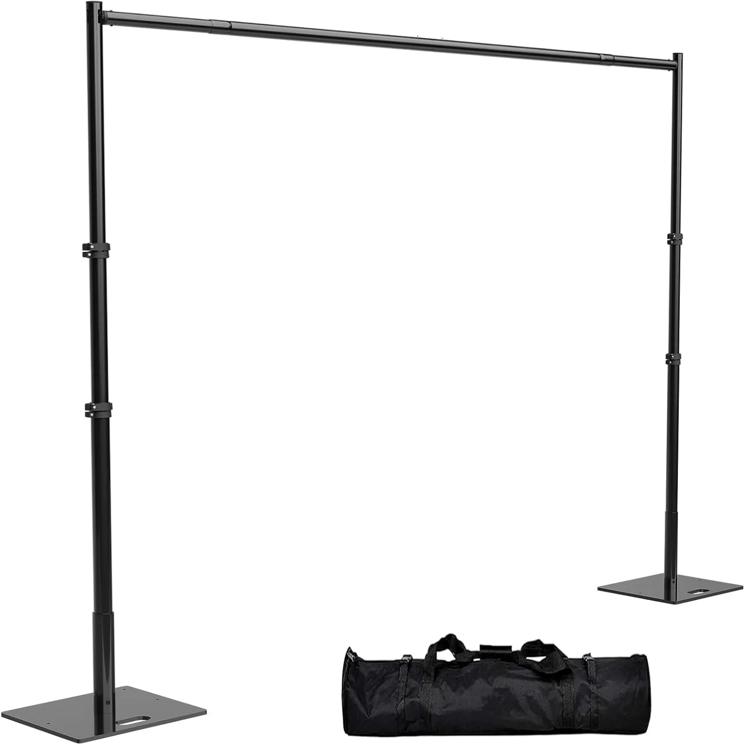 پایه پرده پس زمینه سنگین، کیت پایه پرده و لوله 2.4x3 متری با قاب میله های تلسکوپی قابل تنظیم و پایه فلزی (2.4x3 متر + گیره)