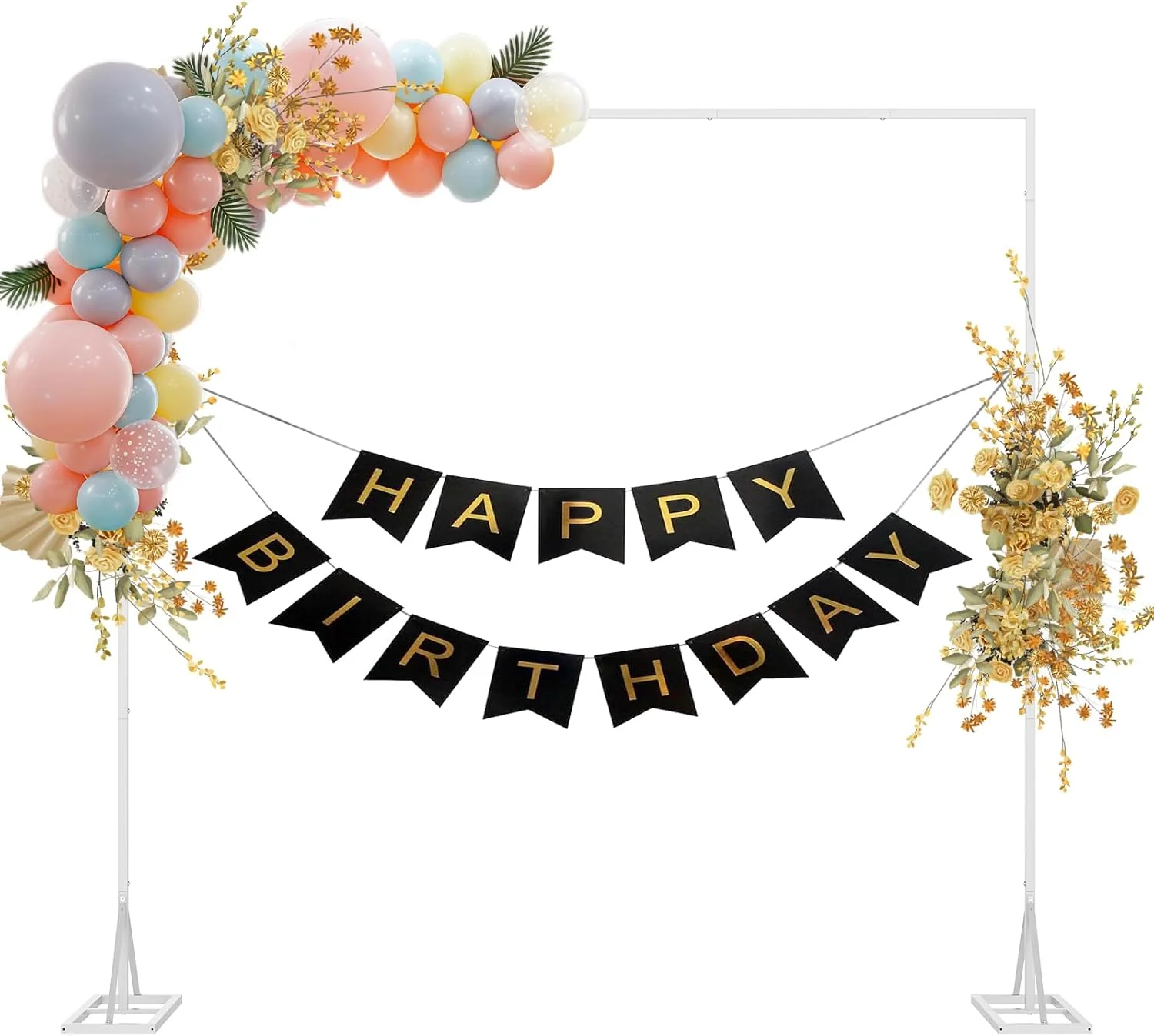 استند پس زمینه مربعی شکل برای مراسم عروسی، قاب بادکنک پایدار، استند فلزی مربعی شکل برای سالگرد، جشن تولد، فارغ التحصیلی، دکور پس زمینه عکس