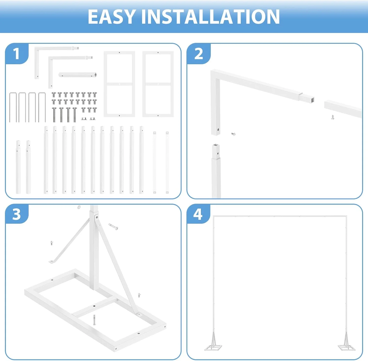 استند پس زمینه مربعی شکل برای مراسم عروسی، قاب بادکنک پایدار، استند فلزی مربعی شکل برای سالگرد، جشن تولد، فارغ التحصیلی، دکور پس زمینه عکس