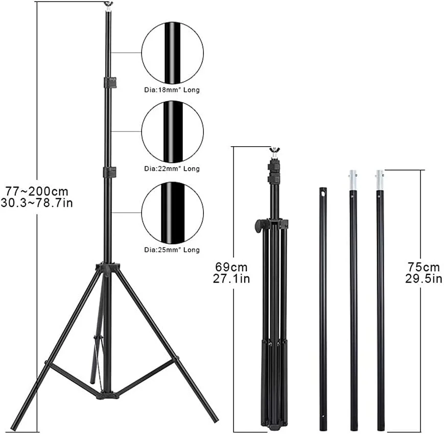 پایه پس زمینه 2x2 متری Selens با میله متقاطع و کیف حمل، سیستم پشتیبانی پایه پس زمینه، کیت پایه، نگهدارنده عکاسی قابل تنظیم، پایه نور برای تجهیزات استودیوی عکاسی